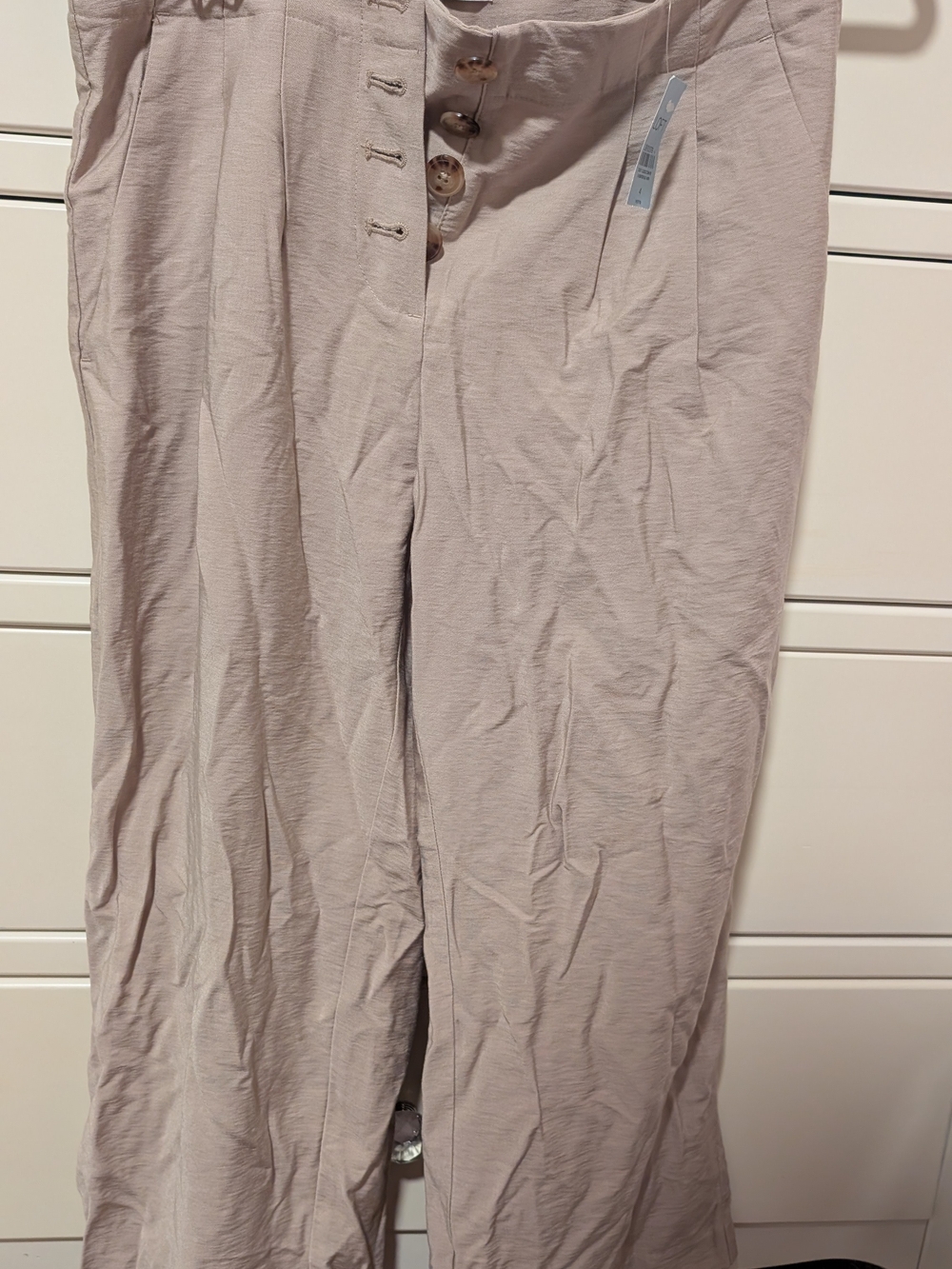 LOFT Light Beige High-Rise Wide-Leg Chinos